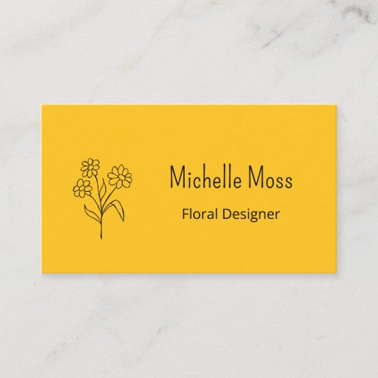 Einfache Daisy QR Code Gold Floral Designer Visitenkarte (Vorderseite)