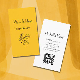 Einfache Daisy QR Code Gold Graphic Designer Visitenkarte