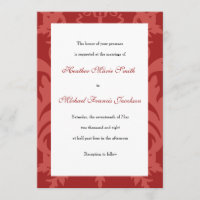 Einfache Damask Cranberry Wedding Einladung