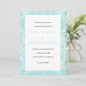 Einfache Damask Robin's Ei Blue Wedding Einladung (Stehend Vorderseite)