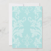 Einfache Damask Robin's Ei Blue Wedding Einladung (Rückseite)