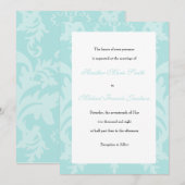 Einfache Damask Robin's Ei Blue Wedding Einladung (Vorne/Hinten)
