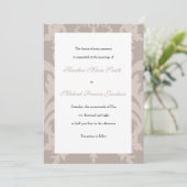 Einfache Damask Taupe Hochzeit Einladung (Stehend Vorderseite)