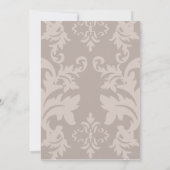 Einfache Damask Taupe Hochzeit Einladung (Rückseite)