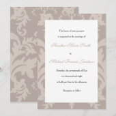 Einfache Damask Taupe Hochzeit Einladung (Vorne/Hinten)