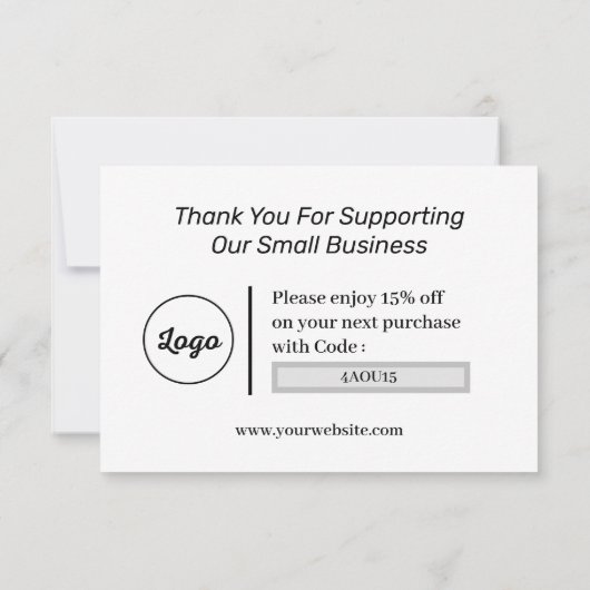 Einfache Dankeschön-Karte mit Schwarzweiß-Farbe Dankeskarte (Rückseite)