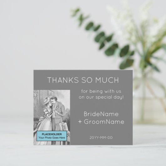 Einfache "DANKS SO VIEL" Postkarte (Stehend Vorderseite)