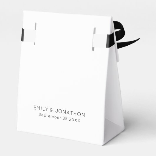 Einfache Danksagungen Datum Schwarz-weiße Hochzeit Geschenkschachtel (Rückseite)