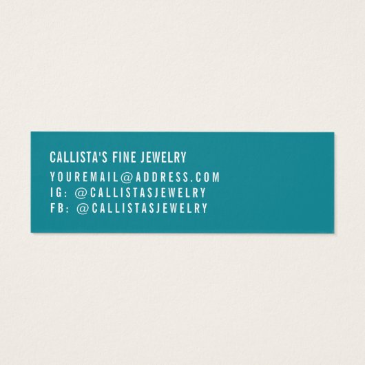 Einfache Dark Aquamarin White Script Earring Displ (Rückseite)