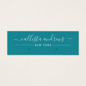 Einfache Dark Aquamarin White Script Earring Displ (Vorderseite)