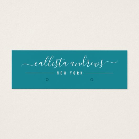 Einfache Dark Aquamarin White Script Earring Displ (Vorderseite)