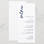 Einfache Dark Navy Blue Wedelkarten Menükarte (Vorne/Hinten)