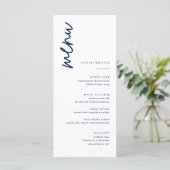 Einfache Dark Navy Blue Wedelkarten Menükarte (Stehend Vorderseite)