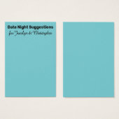 Einfache Date Night Suggestionen Türkise Karte (Vorne & Hinten)