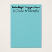 Einfache Date Night Suggestionen Türkise Karte (Vorderseite)