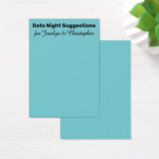 Einfache Date Night Suggestionen Türkise Karte (Schreibtisch)