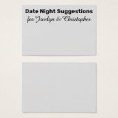 Einfache Date Night Vorschläge Light Gray Card (Vorne & Hinten)