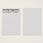 Einfache Date Night Vorschläge Light Gray Card (Vorne & Hinten)