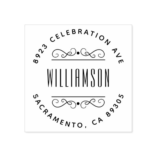 Einfache Deko Familienname Runde Rücksendeadresse Gummistempel (Prägung)