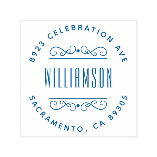 Einfache Deko Familienname Runde Rücksendeadresse Permastempel (Design)