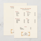 Einfache Dekorative Grenz Restaurant Menükarte (Vorne/Hinten)