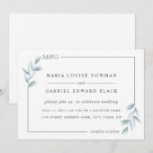 Einfache, delikate Blätter. Airy Frame. Feierliche Einladung (Vorne/Hinten)