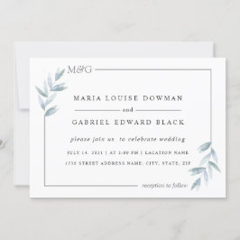 Einfache, delikate Blätter. Airy Frame. Feierliche Einladung