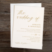 Einfache Delikate-Hochzeit mit Gold und Elfenbeins Einladung