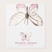 Einfache Design Blush Butterfly Faltenkarte Visitenkarten (Außenseite Aufgefaltet)