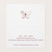 Einfache Design Blush Butterfly Faltenkarte Visitenkarten (Innenseite Aufgefaltet)