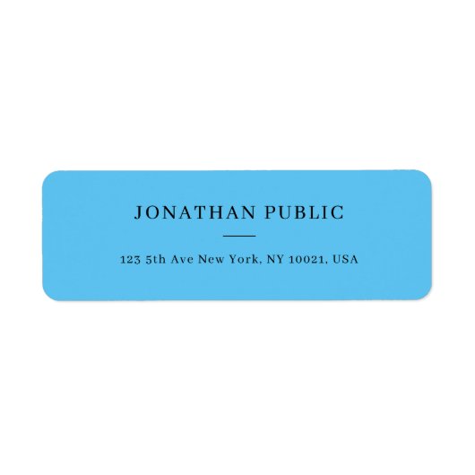Einfache Design Sky Blue Template Rücksendeadresse (Vorne)