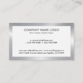 Einfache Design-Visitenkarte für Weiß und Silber Visitenkarte (Rückseite)