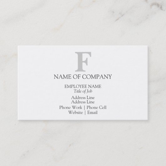 Einfache Designer Monogram Vorlage Schwarz Grau Visitenkarte (Vorderseite)