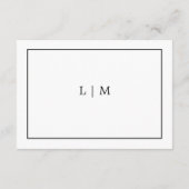 Einfache Details für Monogramm, weißes Hochzeitsda Begleitkarte (Rückseite)