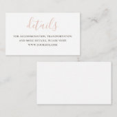 Einfache Details zum rosa Skript. Moderne Hochzeit Begleitkarte (Vorne/Hinten)