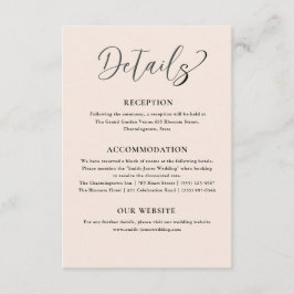 Einfache Details zur Beige Hochzeit Begleitkarte