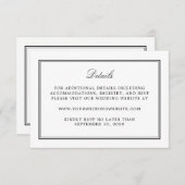 Einfache Details zur Hochzeit in weißem Stil Begleitkarte (Vorne/Hinten)