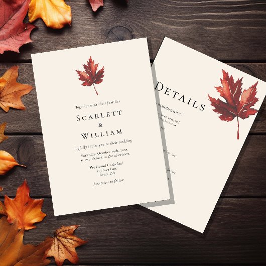 Einfache Details zur Hochzeit und zum Herbstleppen Einladung