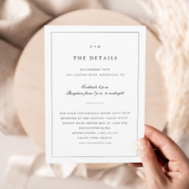 Einfache Details zur Schwarz-Weiß-Hochzeitsmonogra Begleitkarte