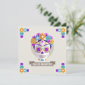 Einfache Dia de los Muertos Einladung zum Blumenst (Stehend Vorderseite)