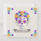 Einfache Dia de los Muertos Einladung zum Blumenst (Vorderseite)