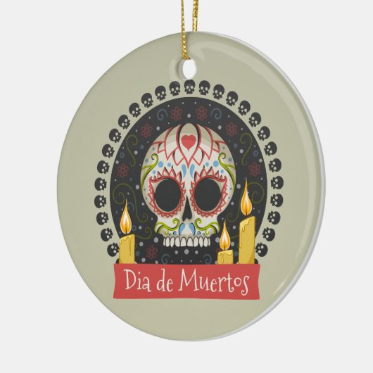 Einfache Dia de Muertos Skull & Candles Ornament (Links)