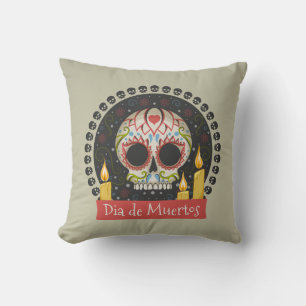 Einfache Dia de Muertos Skull & Candles Throw Kiss Kissen