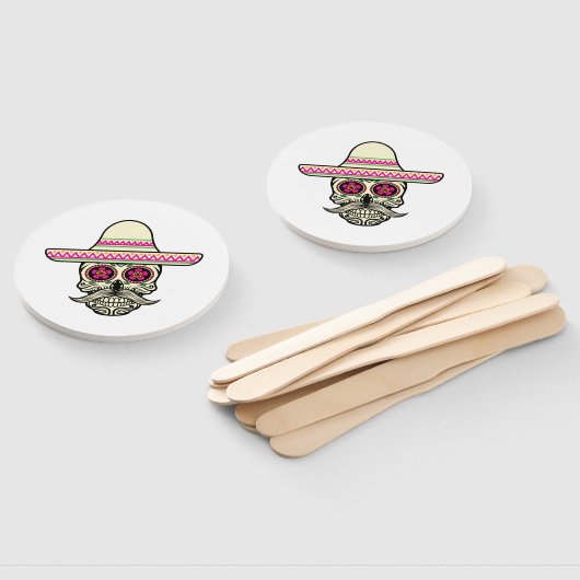 Einfache Dia de Muertos Skull mit Hat | Handfächer (Non-assembled)