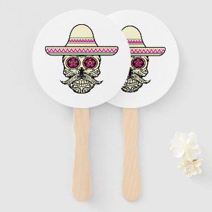 Einfache Dia de Muertos Skull mit Hat   Handfächer