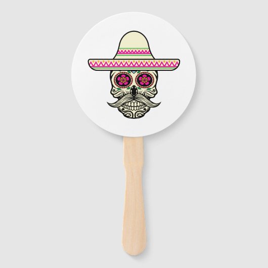 Einfache Dia de Muertos Skull mit Hat | Handfächer (Vorderseite)