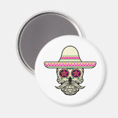 Einfache Dia de Muertos Skull mit Hat | Magnet (Vorderseite/Rückseite)
