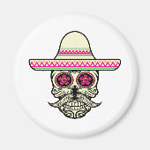 Einfache Dia de Muertos Skull mit Hat | Magnet (Vorne)