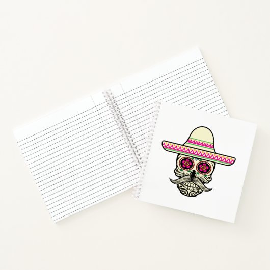 Einfache Dia de Muertos Skull mit Hat | Notizbuch (Innenseite)