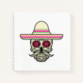 Einfache Dia de Muertos Skull mit Hat | Notizbuch (Vorderseite)